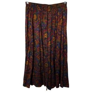 Vintage Maren Women's Paisley Button Front Maxi Skirt Medium Western Cottagecore
